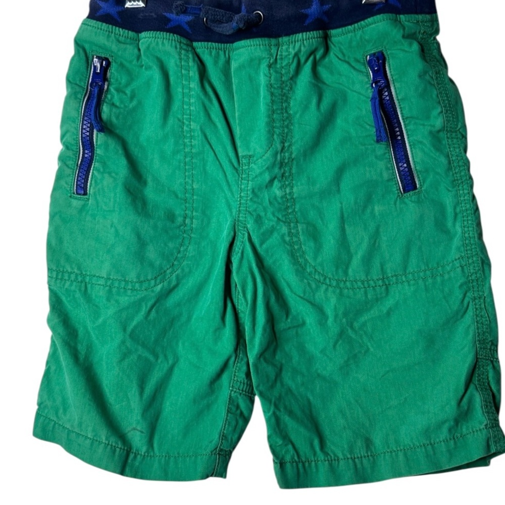 Mini Boden Green Kids Shorts with Blue Accents